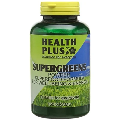 Image of Health Plus SuperGreens Powder : Superfood General &amp; Well Being Supplement 150g