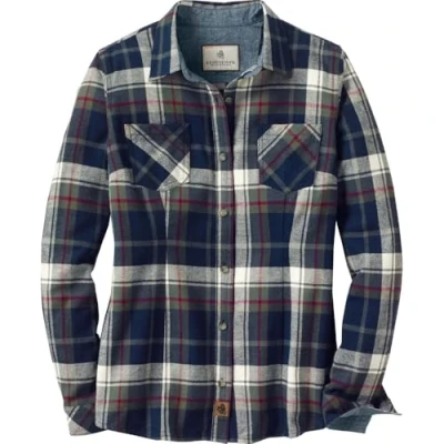 Image of Legendary Whitetails Womens Cottage Escape Flannel Shirt, Navy Army Plaid, Medium