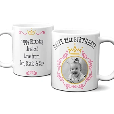 Image of 21st Mug Personalised Cup Photo Gifts Present for Birthday Cute Gift Fast Delivery Add and Special Message
