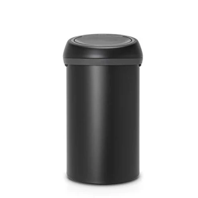 Image of Brabantia 128981 Kitchen Touch Bin, Mineral Moonlight Black, 60 L