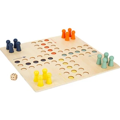 Image of Small Foot 11783 Ludo XL Wooden for Four Players, Board Game the Whole Family in Large Format, Age 4 and Up