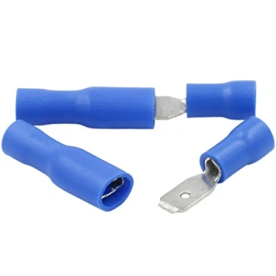 Image of Heschen Male/Female Quick Disconnects Vinyl Fully Insulated 4.8 x 0.5 mm Cable Terminal for 1.5 2.5mm² (16 14 AWG) Blue 100Pack
