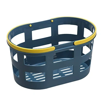 Image of KUCOCOSNEH Portable Shower Caddy Tote Plastic Drain Basket With Handle Bathroom Kitchen Storage Box Dark Blue