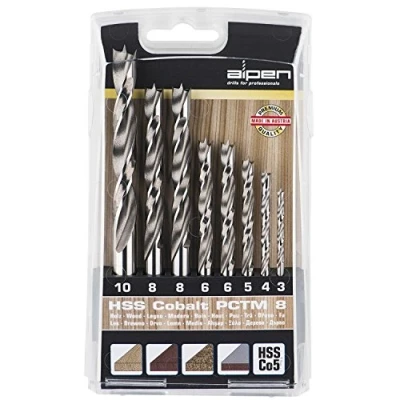 Image of Alpen 63300008100 HSS Co5 PCTM &quot;Profi Holz&quot; Dowel Drills, Grey