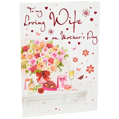 Image of Piccadilly Greetings Traditional Mother&#039;s Day Card Wife 9 x 6 inches Regal Publishing