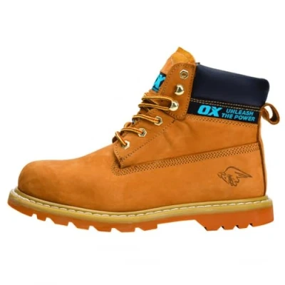 Image of OX TOOLS Men&#039;s Honey Nubuck Safety Boot Size 9, Brown, 9 UK