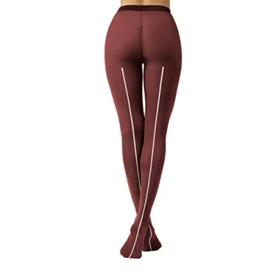 Image of CALZITALY Tights with Back Seam, Multi Coloured Woman Tights, Melange Black, Pinewood, Green, Blue Jeans, Bordeaux S/M L/XL 50 DEN Made in Italy (S M, White)