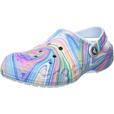 Image of Crocs Unisex Baya Lined Printed Clog, Mineral Blue Multi, 10 UK