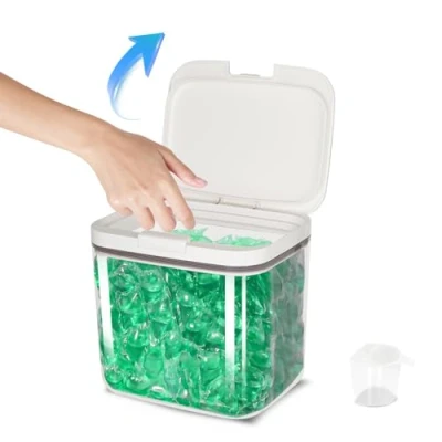 Image of sunal Laundry Pods Storage Container for Room Organization, 4.5L Large Capacity Powder with Airtight Lid Powder, Detergent, Scent Booster
