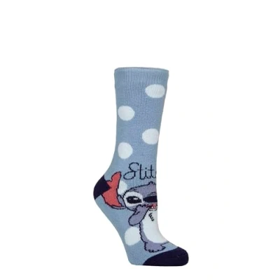 Image of Women&#039;s 1 Pair SOCKSHOP Heat Holders 1.6 TOG Lite Disney Stitch Thermal Socks Blue 4 8