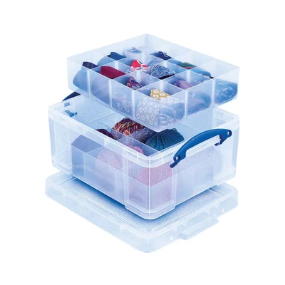Image of Really Useful Clear 21 Litre Plastic Divided Storage Box