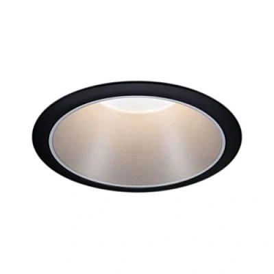 Image of Paulmann 93407 LED Cole recessed luminaire round incl. 1x6.5 watt dimmable spotlight black, silver lamp plastic, aluminium zinc ceiling spot 2700 K