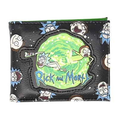 Image of Rick and Morty Portal Faces PU Faux Leather Bifold Wallet Adult Swim