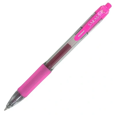 Image of Zebra Pen Sarasa Retractable Gel Ink Pens, Medium Point 0.7mm, Fuchsia Color, Rapid Dry Ink, 12 Count