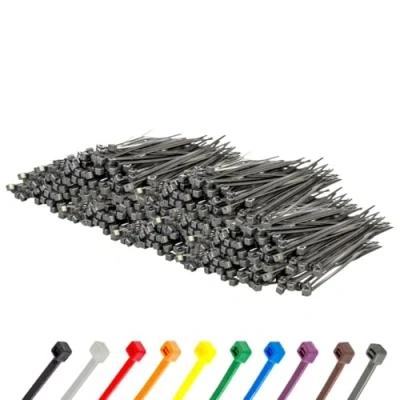 Image of Gocableties Small Silver Cable Ties, 100mm x 2.5mm, Bulk Pack of 1000, 4 Premium Nylon Zip Plastic Tie Wraps, Secure Self Locking Mechanism, for Home, Garden, Office and DIY