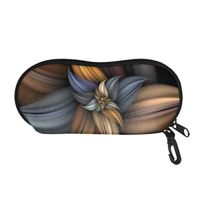 Image of Pizding Soft Eyeglasses Case, Portable Glasses Protection Case with Clip Sunglasses for Women 3D Tan Flower Pattern