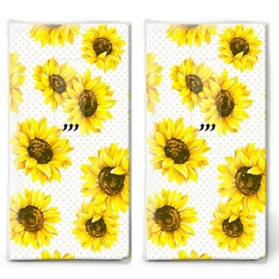 Image of 20 Individual Handkerchiefs Flowers Sunflower Blossoms 2 Packs of 10 Paper Printed Gift