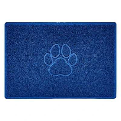 Image of Nicoman PAW Shape Cat Litter Box Mat, Dog Food Feeding Tray Matt, Non Slip, Easy Clean, Washable(90x60cm,Large),BLUE