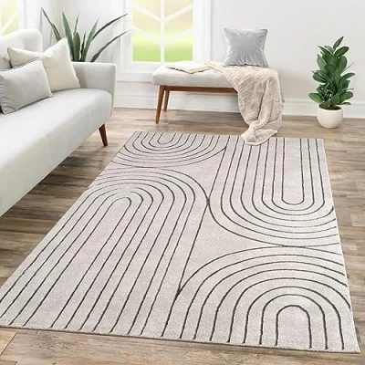 Image of TT Home Low Pile Rug Area Livingroom Carpet Square 3D Abstract Pattern, colour:Grey, Size:200x290 cm