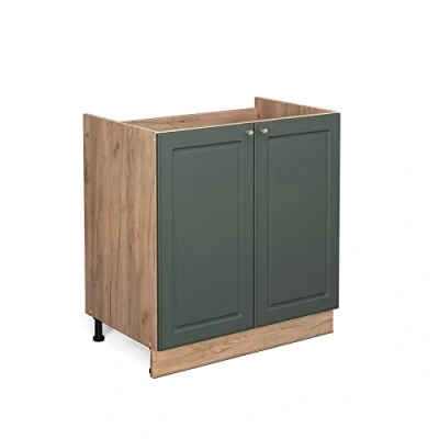 Image of Vicco Sink base cabinet Fame Line, Green Gold Country House/Gold power oak, 80 cm without worktop