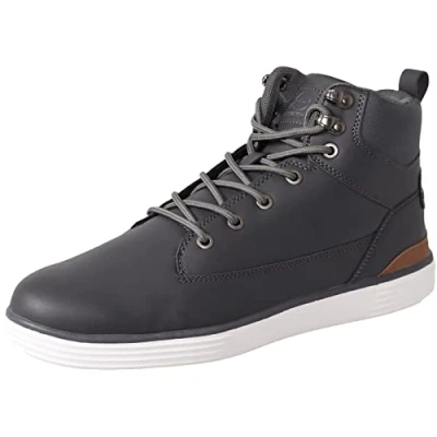 Image of Crosshatch Mens High Top Flat Trainers Lace up Ankle Boots Shoes Grey, 9 UK
