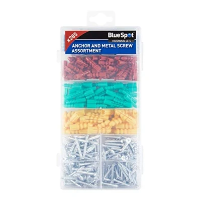 Image of Blue Spot 40542 285PCE Anchor/Metal Screw Assortment, Set of 285 Pieces