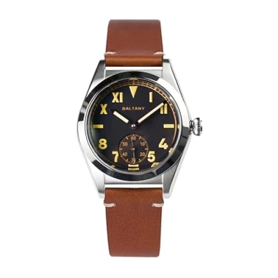 Image of Baltany 36mm Retro Automatic Men Classic Watches Sapphire Glass ST1701 Mechanical Stainless Steel Watch Male, brown blue,