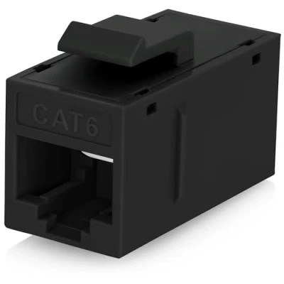 Image of Everest Media Solutions RJ45 CAT6 Keystone Coupler in Black 24 Pack Female to Ethernet Jack for Standard Wall Plates &amp; Patch Panels UTP Inline Extender