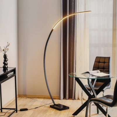 Image of Trio Lighting Bangkok LED arc floor lamp, black matt