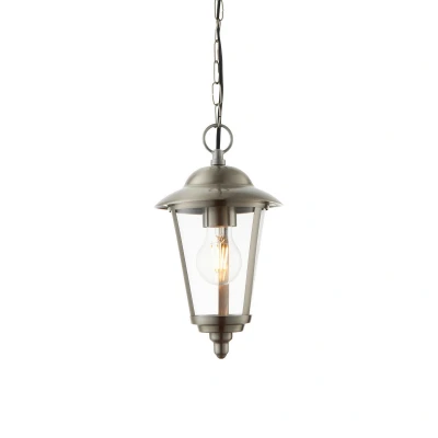 Image of Klien 1 Light Outdoor Ceiling Pendant Polished Stainless Steel, Clear Polycarbonate, E27