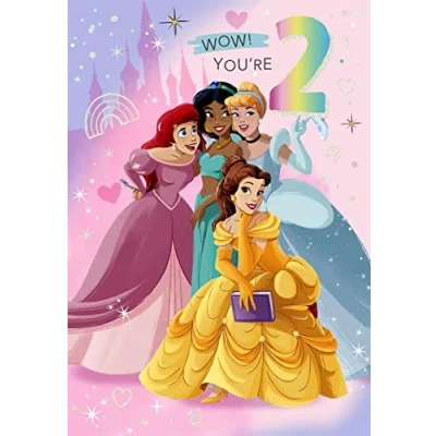 Image of Cards Hallmark Disney Princess 2nd Birthday Wow! You&#039;re 2