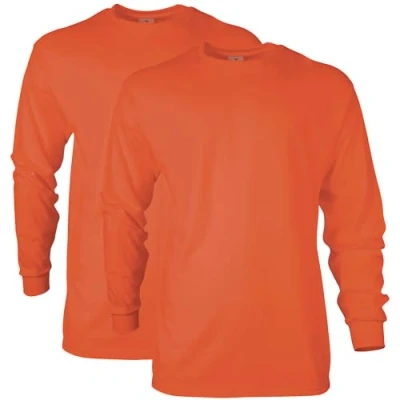 Image of Gildan Unisex&#039;s Ultra Cotton Long Sleeve T Shirt, Style G2400, Multipack, Orange (2 Pack), XXL (Pack of 2)