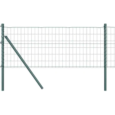 Image of vidaXL Euro Fence with 13 Posts 0.6x25 m Galvanised Steel Green