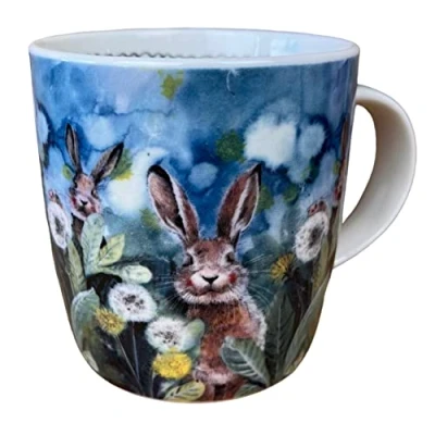 Image of Alex Clark Little Rabbits Mug Wildlife Original Artwork Cup for Animal Lovers Gift Ideas Perfect Coffee &amp; Tea Vegan Friendly Designed in The UK...