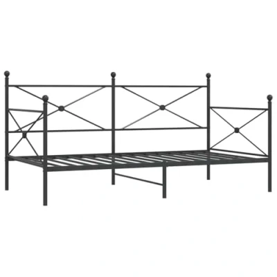 Image of vidaXL Steel Day Bed with Slatted Base/Storage Underneath Black Sofa for Bedroom/Living Area 208 x 105.5 107 cm
