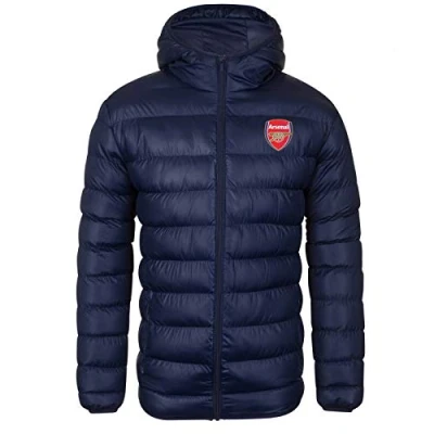 Image of Arsenal FC Official Football Gift Mens Quilted Hooded Winter Jacket XXL