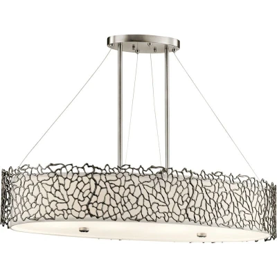 Image of Silver Coral 4 Light Oval Ceiling Island Pendant Bar Pewter, E27