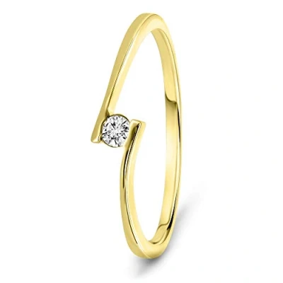 Image of MIORE engagement ring 9 kt 375/1000 yellow gold solitaire with brilliant cut diamond 0.05 ct