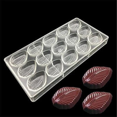 Image of Leaves Shape DIY Handmade PC Polycarbonate Chocolate Mold, Cookie Candy Cake Baking Mould, Plastic Pan Bakeware Tray, Jelly Pudding Tools 14.5 x 28 2.5cm