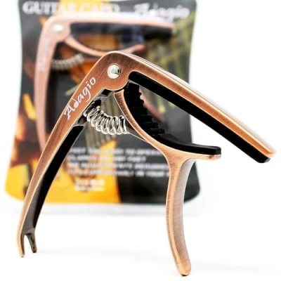 Image of Adagio Pro DELUXE CAPO Suitable For Acoustic &amp; Electric Guitars With Quick Release And Peg Puller In Bronze RRP £10.99
