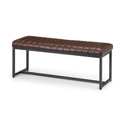 Image of Julian Bowen Brooklyn Upholstered Bench, Brown, Height: 47, Width: 121, Depth: 41cm