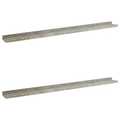 Image of vidaXL Concrete Grey Wall Shelves 100x9x3 cm Modern Floating MDF Display Racks for Living Room, Bedroom, Office