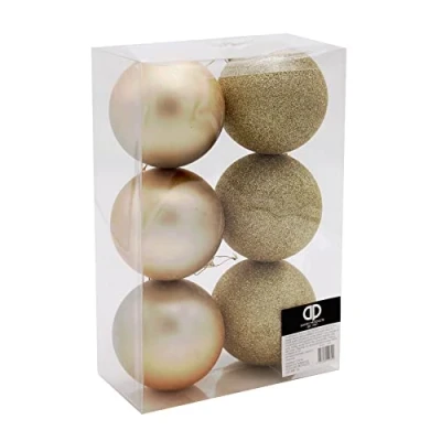 Image of Christmas Decoration 6 Pack 80mm Glitter / Plain Baubles Gold 9890