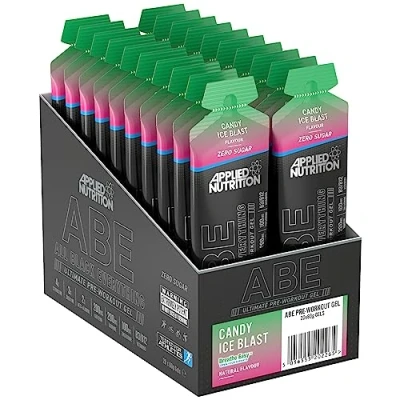 Image of Applied Nutrition ABE Pre Workout Gel All Black Everything Gel, Energy &amp; Physical Performance with Citrulline, Creatine, Beta Alanine (20 x 60ml Gels) (Candy Ice Blast)