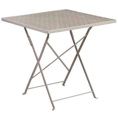 Image of Flash Furniture Oia Commercial Grade 28&quot; Square Light Gray Indoor Outdoor Steel Folding Patio Table
