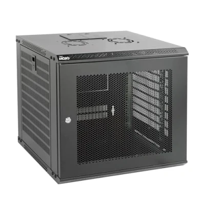 Image of Tecmojo 9U Wall Mount Server Cabinet IT Network Rack Enclosure Lockable Door and Side Panels Black, Locable Mesh Door,17.7inch Depth, for 19 Equipment, A/V Devices (9U Door)