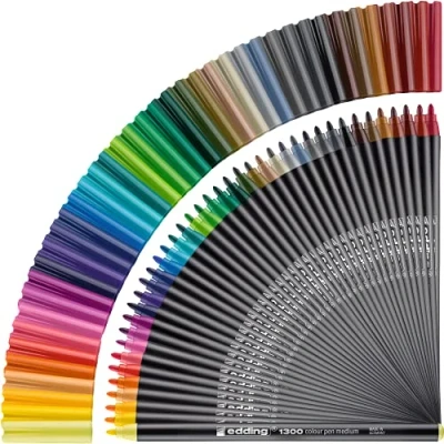 Image of edding 1300 colour pen medium multi coloured 40 pens round nib 2 mm felt for drawing and writing school, mandalas, bullet journals
