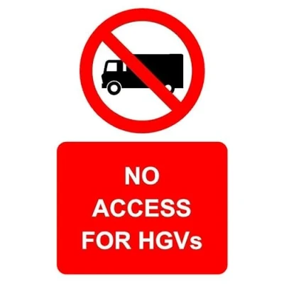 Image of No access for HGVs safety sign 3mm Aluminium (400mm x 300mm)
