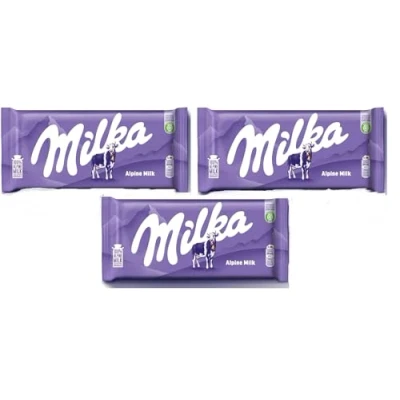 Image of Indulge in Milka&#039;s Alpine Milk Chocolate Bar 3 Pack Delight