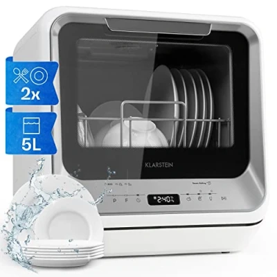 Image of Klarstein Table Top Dishwasher, 2 Place Setting Mini Quiet Operation Countertop Dishwasher w/ 7 Washing Programs, Small Tabletop Easy To Install Portable No Plumbing